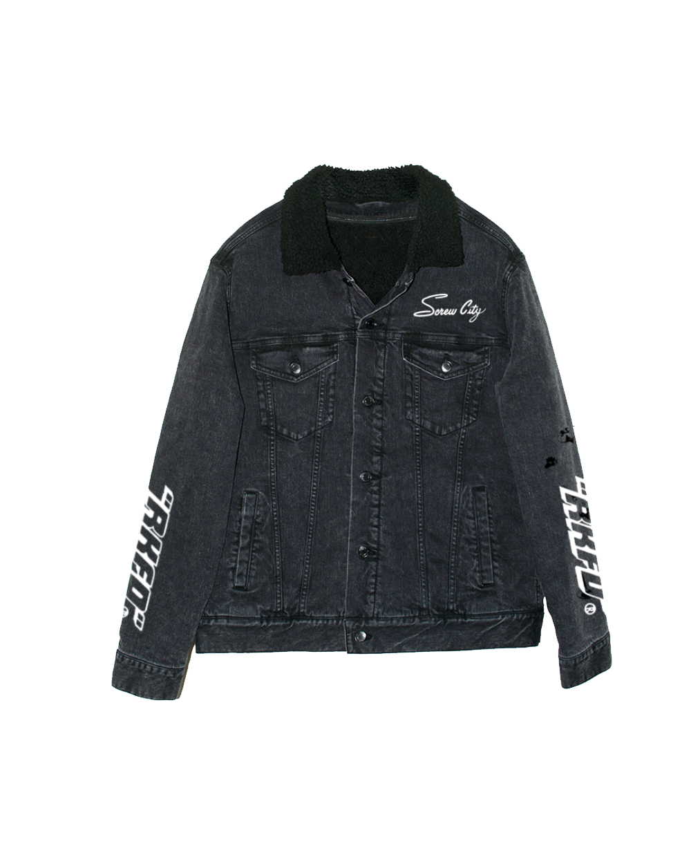 Sherpa Denim Jacket (Faded Black)